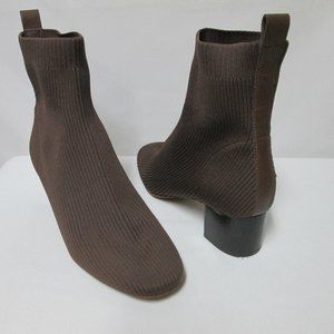 Everlane "The Glove" sock boots ankle booties brown fabric w/ leather Size Sz 10